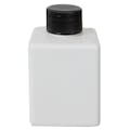 2-1/2 oz. White HDPE Square Bottle with 20/410 Black Ribbed Cap with F217 Liner