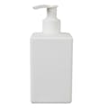 10 oz. White HDPE Square Bottle with 24/410 White Smooth Lock-Up Lotion Pump