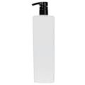 32 oz. White HDPE Square Bottle with 28/410 Black Smooth Lock-Down Showerproof Pump