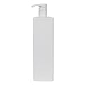 32 oz. White HDPE Square Bottle with 28/410 White Smooth Lock-Down Showerproof Pump