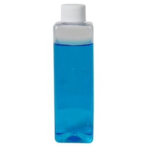 4 oz. Clear PET Square Bottle with 20/410 White Ribbed Cap with F217 Liner