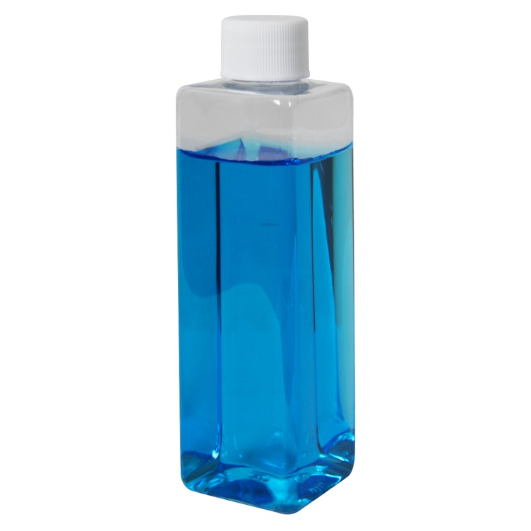 4 oz. Clear PET Square Bottle with 20/410 White Ribbed Cap with F217 Liner
