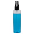 4 oz. Clear PET Square Bottle with 20/410 Smooth Black Fine Mist Finger Sprayer & 0.14mL Output