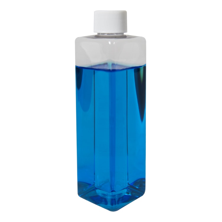 8 oz. Clear PET Square Bottle with 24/410 White Ribbed Cap with F217 Liner