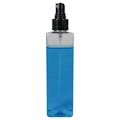 8 oz. Clear PET Square Bottle with 24/410 Smooth Black Fine Mist Finger Sprayer & 0.16mL Output
