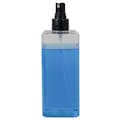 14 oz. Clear PET Square Bottle with 24/410 Smooth Black Fine Mist Finger Sprayer & 0.16mL Output