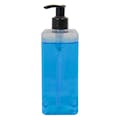 14 oz. Clear PET Square Bottle with 24/410 Smooth Black Lock-Up Lotion Pump & 1.2mL Output