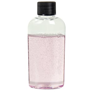 2 oz. Clear PET Cosmo High Clarity Oval Bottle with 20/410 Black Ribbed Cap with F217 Liner