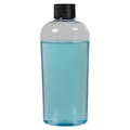 4 oz. Clear PET Cosmo High Clarity Oval Bottle with 20/410 Black Ribbed Cap with F217 Liner