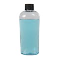 6 oz. Clear PET Cosmo High Clarity Oval Bottle with 24/410 Black Ribbed Cap with F217 Liner