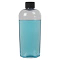 8 oz. Clear PET Cosmo High Clarity Oval Bottle with 24/410 Black Ribbed Cap with F217 Liner