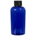 2 oz. Cobalt Blue PET Cosmo Oval Bottle with 20/410 Black Ribbed Cap with F217 Liner