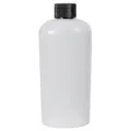 4 oz. White PET Cosmo Oval Bottle with 20/410 Black Ribbed Cap with F217 Liner