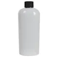8 oz. White PET Cosmo Oval Bottle with 24/410 Black Ribbed Cap with F217 Liner