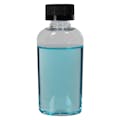 2 oz. Clear PET Cosmo High Clarity Oval Bottle with 20/410 Black Polypropylene Ribbed CRC Cap with F217 Liner
