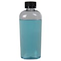 6 oz. Clear PET Cosmo High Clarity Oval Bottle with 20/410 Black Polypropylene Ribbed CRC Cap with F217 Liner