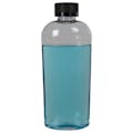 8 oz. Clear PET Cosmo High Clarity Oval Bottle with 20/410 Black Polypropylene Ribbed CRC Cap with F217 Liner