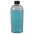 12 oz. Clear PET Cosmo High Clarity Oval Bottle with 20/410 Black Polypropylene Ribbed CRC Cap with F217 Liner