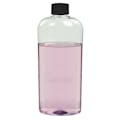 15.2 oz. Clear PET Cosmo High Clarity Oval Bottle with 28/400 Black Polypropylene Ribbed CRC Cap with F217 Liner