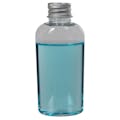 2 oz. Clear PET High Clarity Cosmo Oval Bottle with 20/410 Brushed Silver Aluminum Cap with Foam Liner