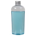4 oz. Clear PET High Clarity Cosmo Oval Bottle with 20/410 Brushed Silver Aluminum Cap with Foam Liner