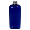 4 oz. Cobalt Blue PET Cosmo Oval Bottle with 20/410 Brushed Silver Aluminum Cap