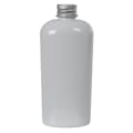 4 oz. White PET Cosmo Oval Bottle with 20/410 Brushed Silver Aluminum Cap
