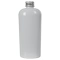 8 oz. White PET Cosmo Oval Bottle with 24/410 Brushed Silver Aluminum Cap