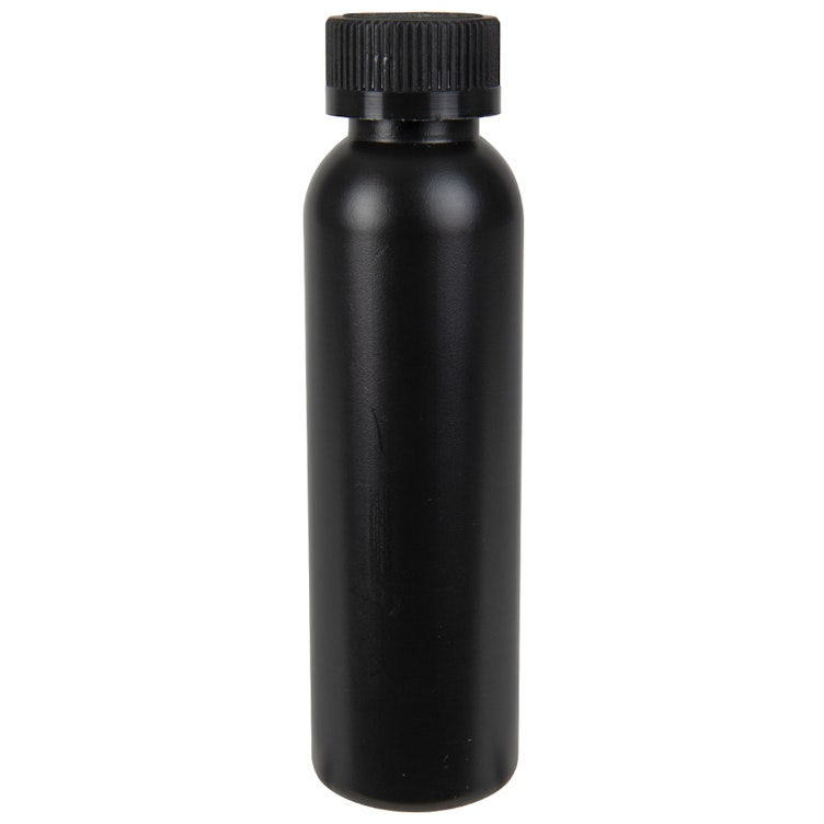 4 oz. Black HDPE Cosmo Bottle with 24/400 Black Ribbed CRC Cap with F217 Liner