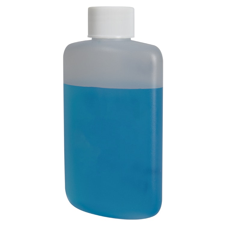 4 oz. Natural HDPE Oval Bottle with 24/410 White Ribbed Cap with F217 Liner