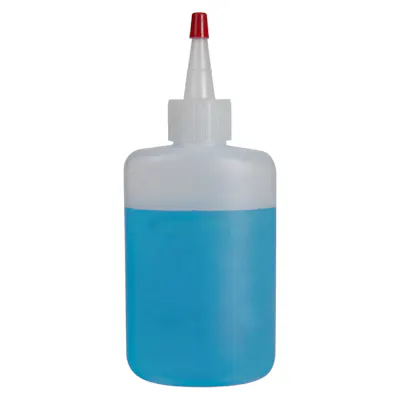 4 oz. Natural HDPE Oval Bottle with 24/410 Natural Yorker Dispensing Cap with Regular Red Tip