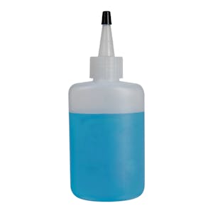 4 oz. Natural HDPE Oval Bottle with 24/410 Natural Yorker Dispensing Cap with Regular Black Tip
