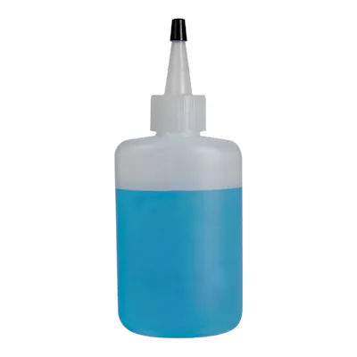 4 oz. Natural HDPE Oval Bottle with 24/410 Natural Yorker Dispensing Cap with Regular Black Tip