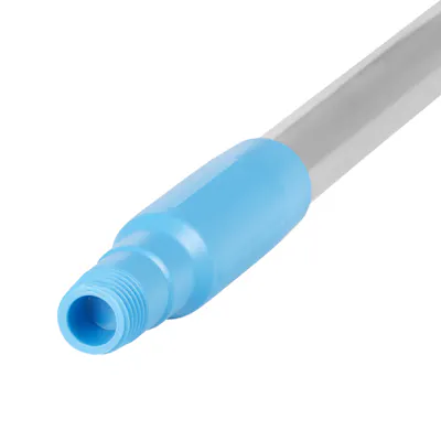 57.5" Vikan® Aluminum Handle with Blue Polypropylene Tip & Cap