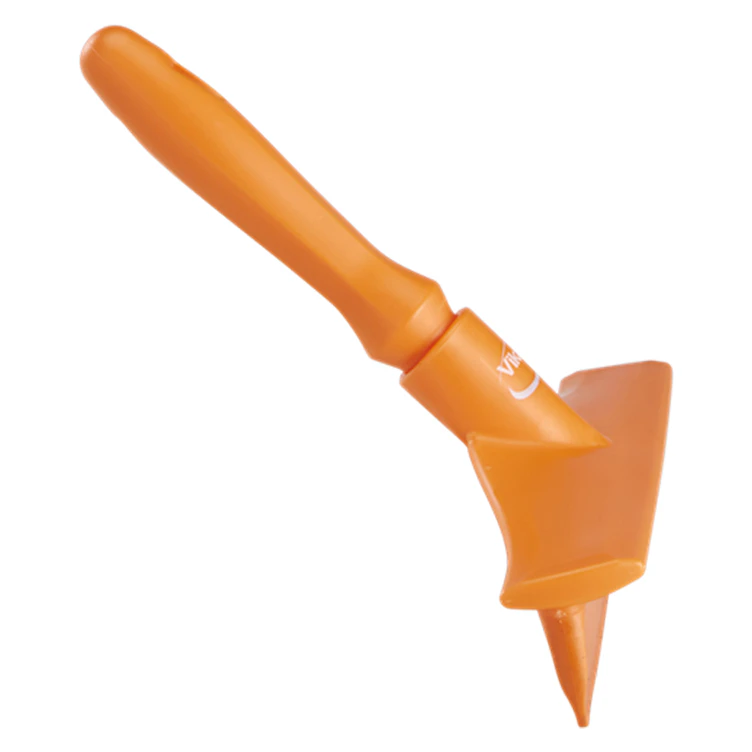 9.6" Orange Polypropylene Vikan® Ultra Hygiene Table Squeegee with Single TPE Rubber Blade & Mini Handle