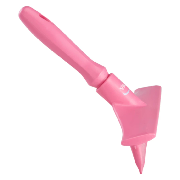 9.6" Pink Polypropylene Vikan® Ultra Hygiene Table Squeegee with Single TPE Rubber Blade & Mini Handle