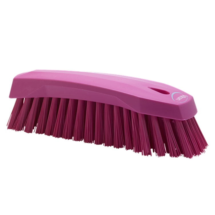 Pink Polypropylene Vikan® Scrub Brush with Stiff Polyester Bristles
