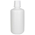 32 oz. White HDPE Boston Round Buttress Bottle with 38/430 White Ribbed Buttress Cap with F217 Liner