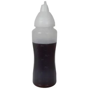 17 oz. Natural LDPE Round Wide Mouth Squeeze Sauce Bottle with 53mm White HDPE Anti-Drip Cap