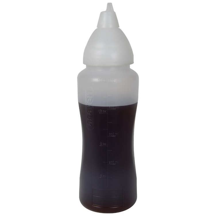 17 oz. Natural LDPE Round Wide Mouth Squeeze Sauce Bottle with 53mm White HDPE Anti-Drip Cap