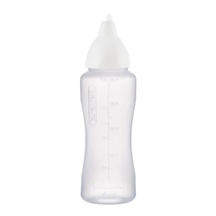 17 oz. Natural LDPE Round Wide Mouth Squeeze Sauce Bottle with 53mm White HDPE Anti-Drip Cap