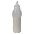 26 oz. Natural LDPE Round Wide Mouth Squeeze Sauce Bottle with 53mm White HDPE Anti-Drip Cap