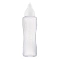 26 oz. Natural LDPE Round Wide Mouth Squeeze Sauce Bottle with 53mm White HDPE Anti-Drip Cap