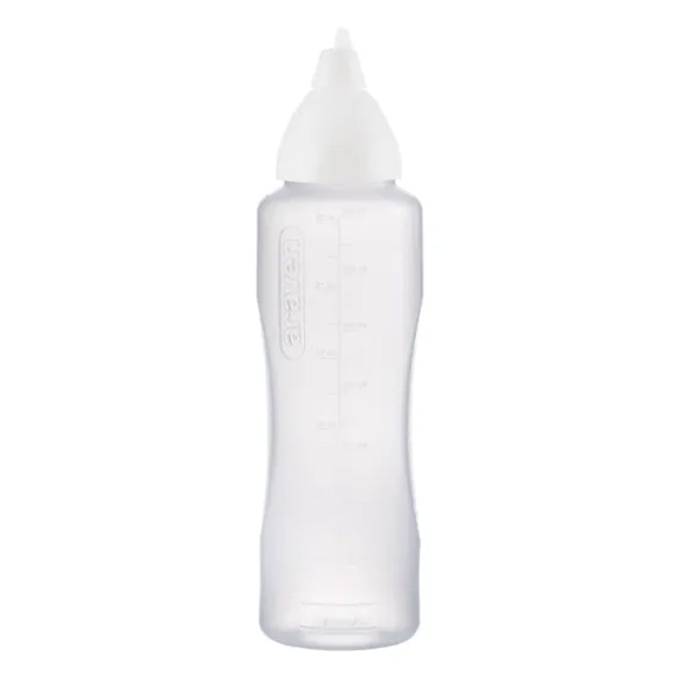 26 oz. Natural LDPE Round Wide Mouth Squeeze Sauce Bottle with 53mm White HDPE Anti-Drip Cap