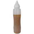 34 oz. Natural LDPE Round Wide Mouth Squeeze Sauce Bottle with 53mm White HDPE Anti-Drip Cap