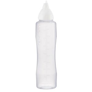 34 oz. Natural LDPE Round Wide Mouth Squeeze Sauce Bottle with 53mm White HDPE Anti-Drip Cap