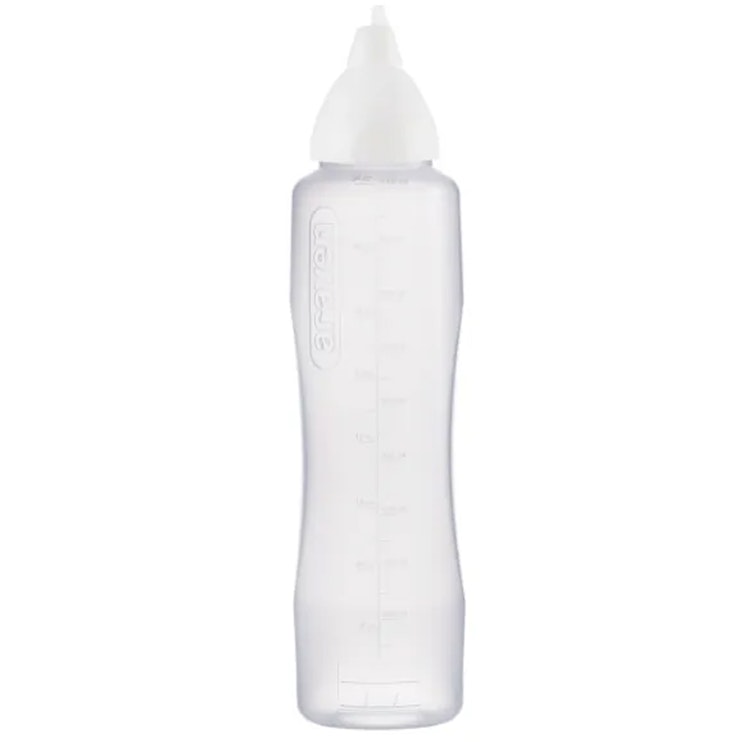 34 oz. Natural LDPE Round Wide Mouth Squeeze Sauce Bottle with 53mm White HDPE Anti-Drip Cap