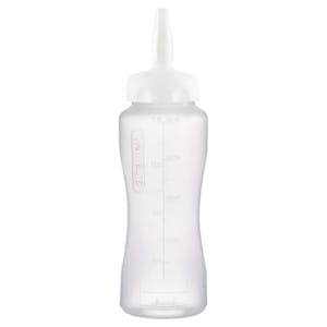 17 oz. Natural LDPE Round Wide Mouth Squeeze Sauce Bottle with 53mm White HDPE Precise Dispensing Nozzle Cap