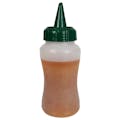 12 oz. Natural LDPE Round Wide Mouth Squeeze Sauce Bottle with 53mm Green HDPE Oil Dispensing Cap