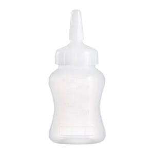 3 oz. Natural LDPE Round Mini Squeeze Sauce Bottle with White HDPE Precise Dispensing Nozzle Cap